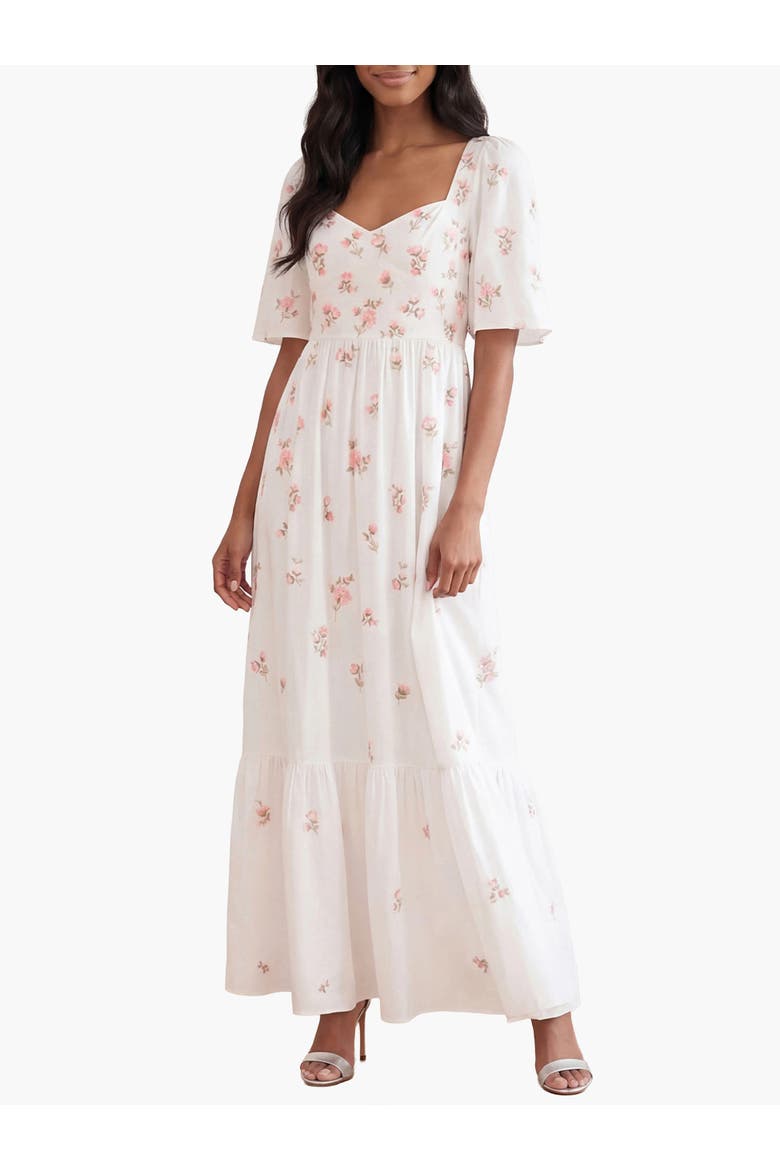 Flora Ditsy Cotton Ankle Gown, Main, color, Chalk