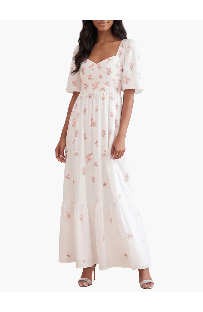 Needle & Thread Flora Ditsy Cotton Ankle Gown, Main, color, Chalk
