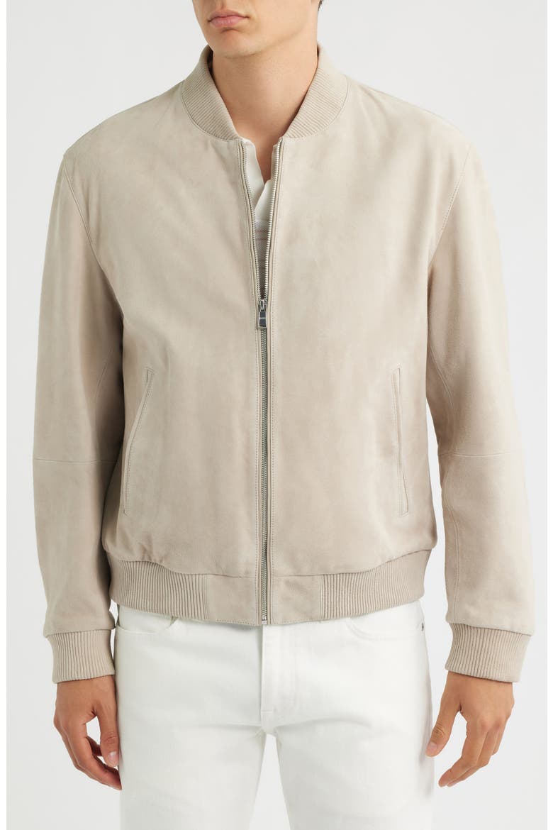 Muller Suede Bomber Jacket, Alternate, color, OPEN BEIGE