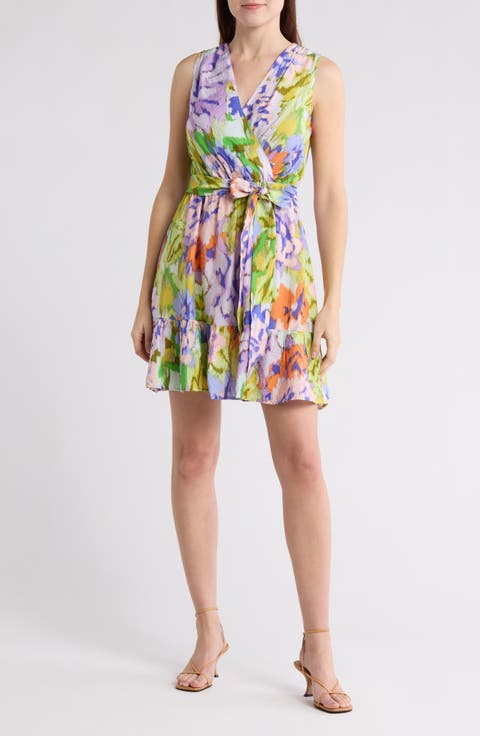 Abstract Wrap Dress