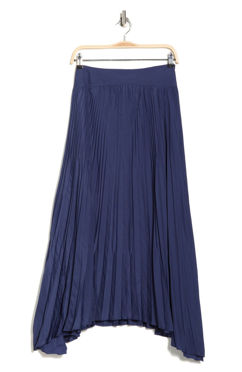 Ramy Brook Winifred Pleated Asymmetric Maxi Skirt, Alternate, color, Spring Navy