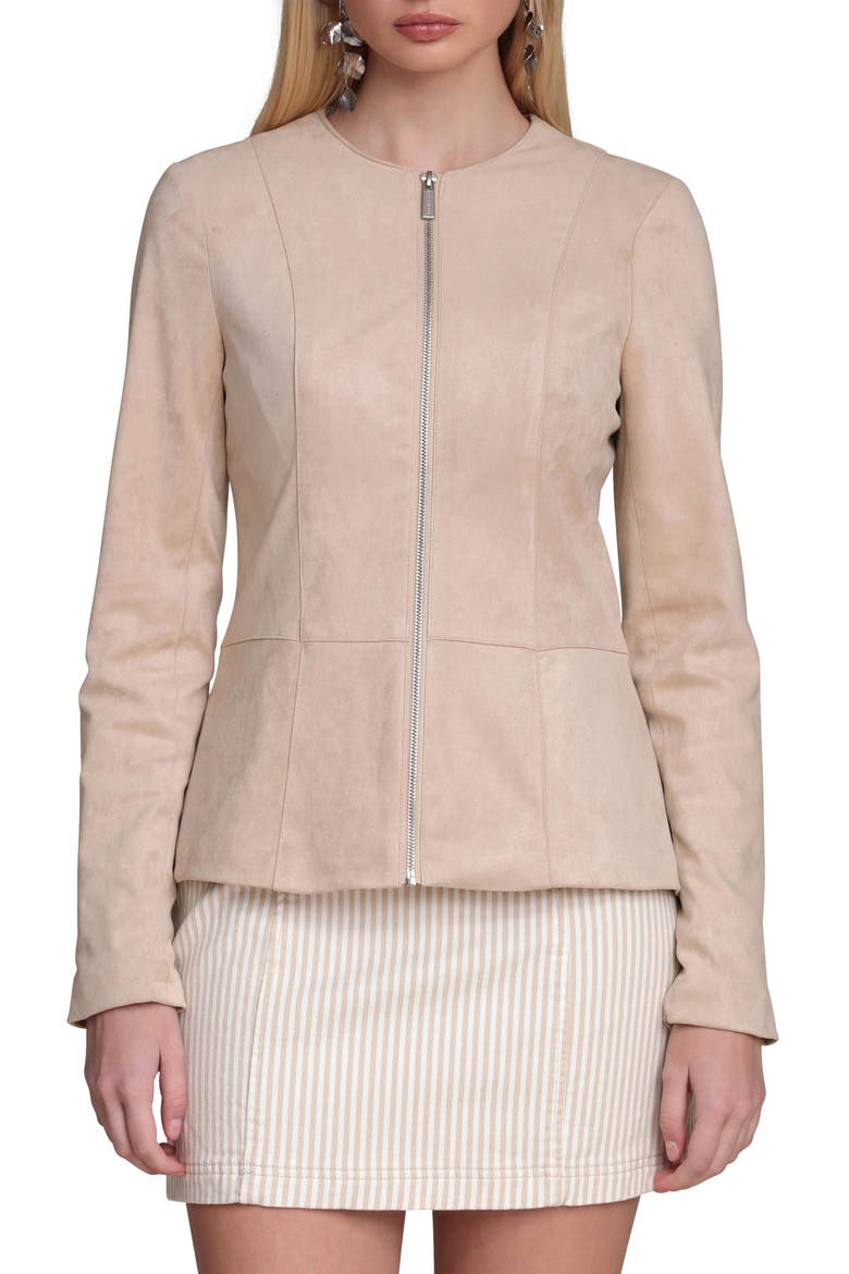 Peplum Faux Suede Jacket, Main, color, OAT