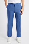 Peter Millar Harker Blue Flat Front Wool & Linen Dress Pants