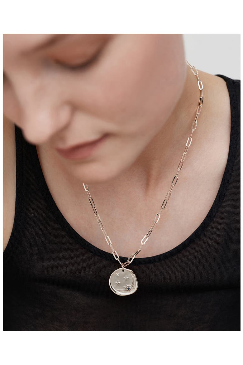 Talisman Recycled Sterling Silver & Blue Sapphire Pendant Necklace, Alternate, color, STERLING SILVER