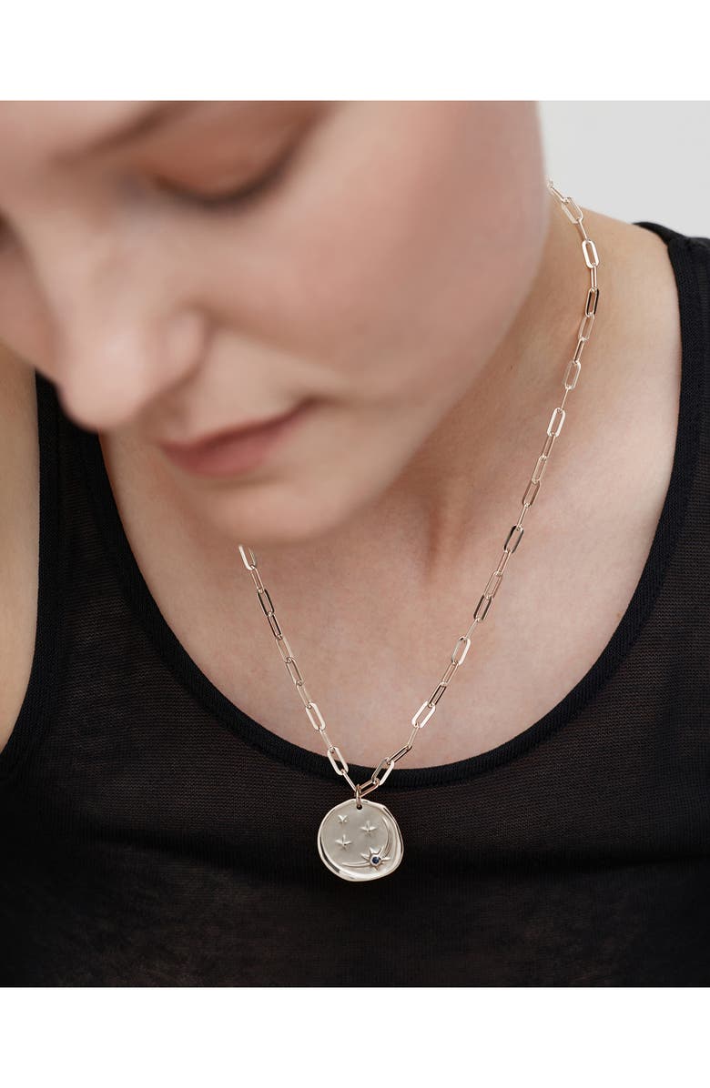 Monica Vinader Talisman Recycled Sterling Silver & Blue Sapphire Pendant Necklace, Alternate, color, Sterling Silver