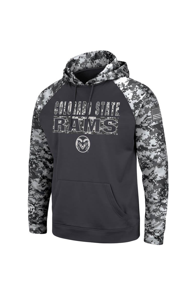 Men's Colosseum Charcoal Colorado State Rams OHT Military Appreciation Digital Camo Pullover Hoodie, Alternate, color, Charcoal