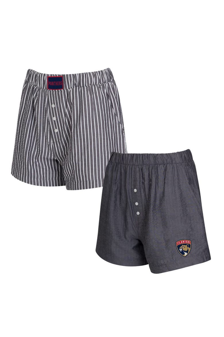Women's Concepts Sport  Charcoal Florida Panthers Two-Pack Boxer Shorts Set, Main, color, Charcoal