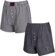 CONCEPTS SPORT Women's Concepts Sport  Charcoal Florida Panthers Two-Pack Boxer Shorts Set