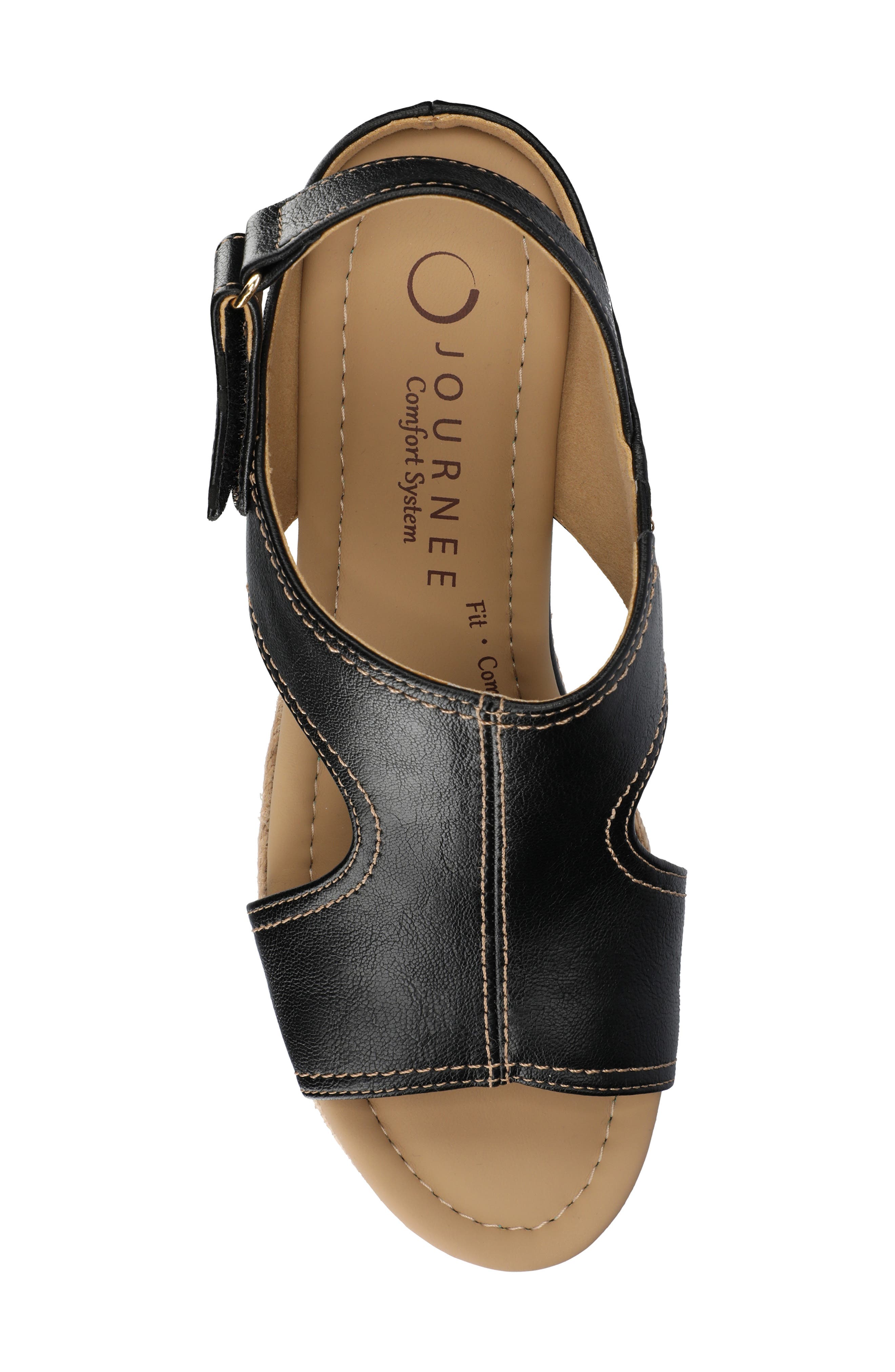 Journee Collection Rayleigh Wedge Sandal, Alternate, color, Black