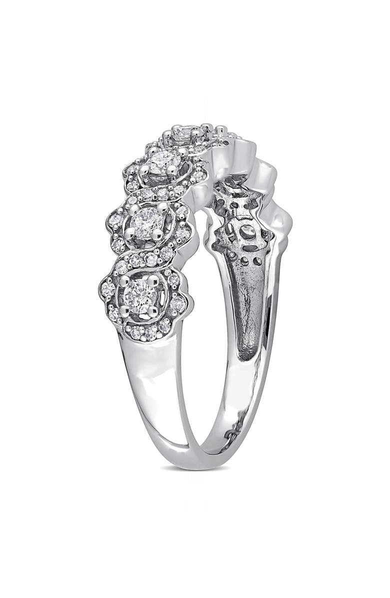 DELMAR Diamond Halo Semi Eternity Ring - 0.5ct., Alternate, color, White Gold