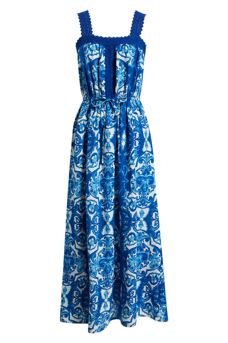 Allover Print Sleeveless Maxi Dress, Alternate, color, COBALT