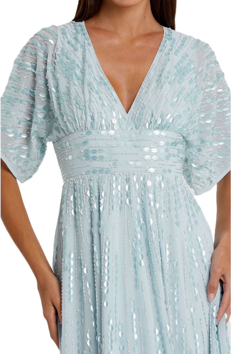 Mac Duggal Embellished V Neck Evening Gown, Alternate, color, Powder Blue