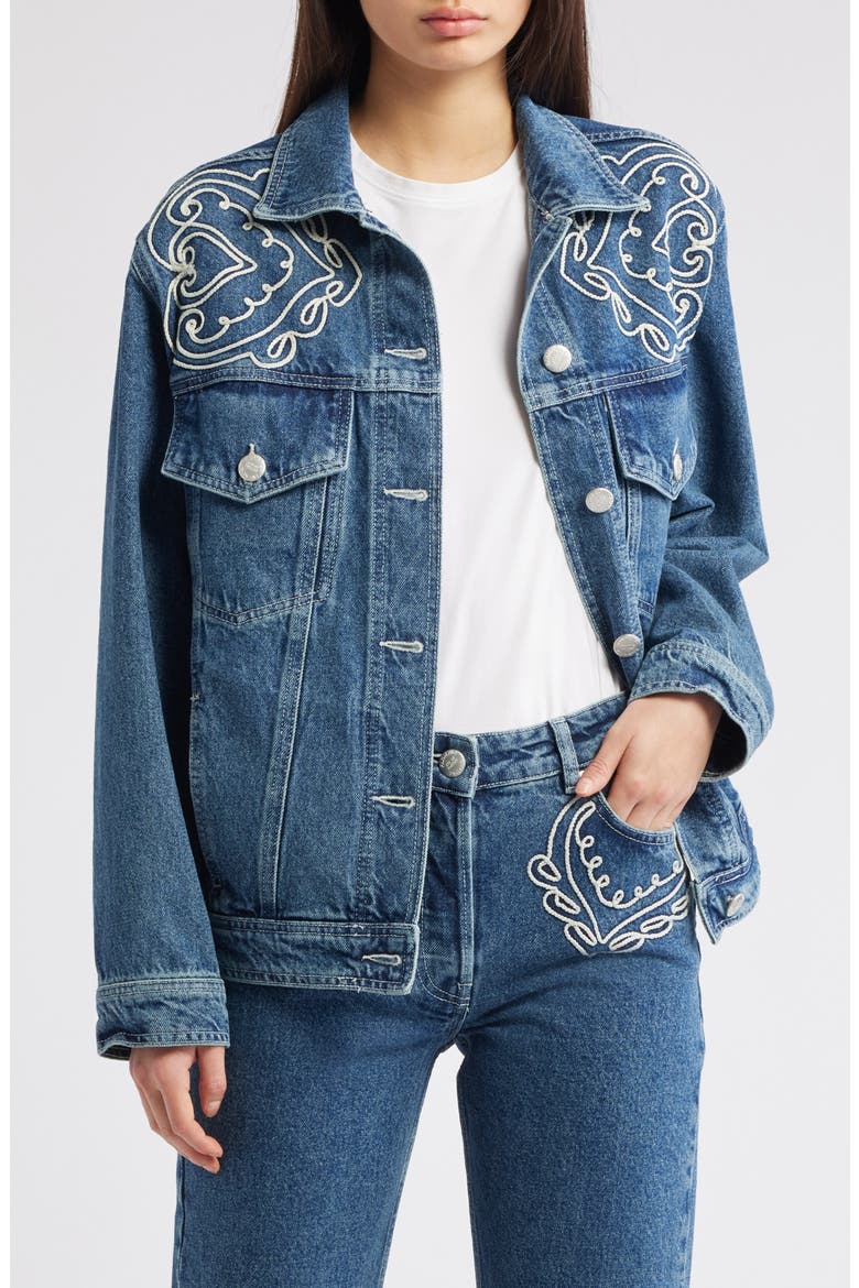 Cornely Embroidered Denim Jacket, Main, color, DENIM