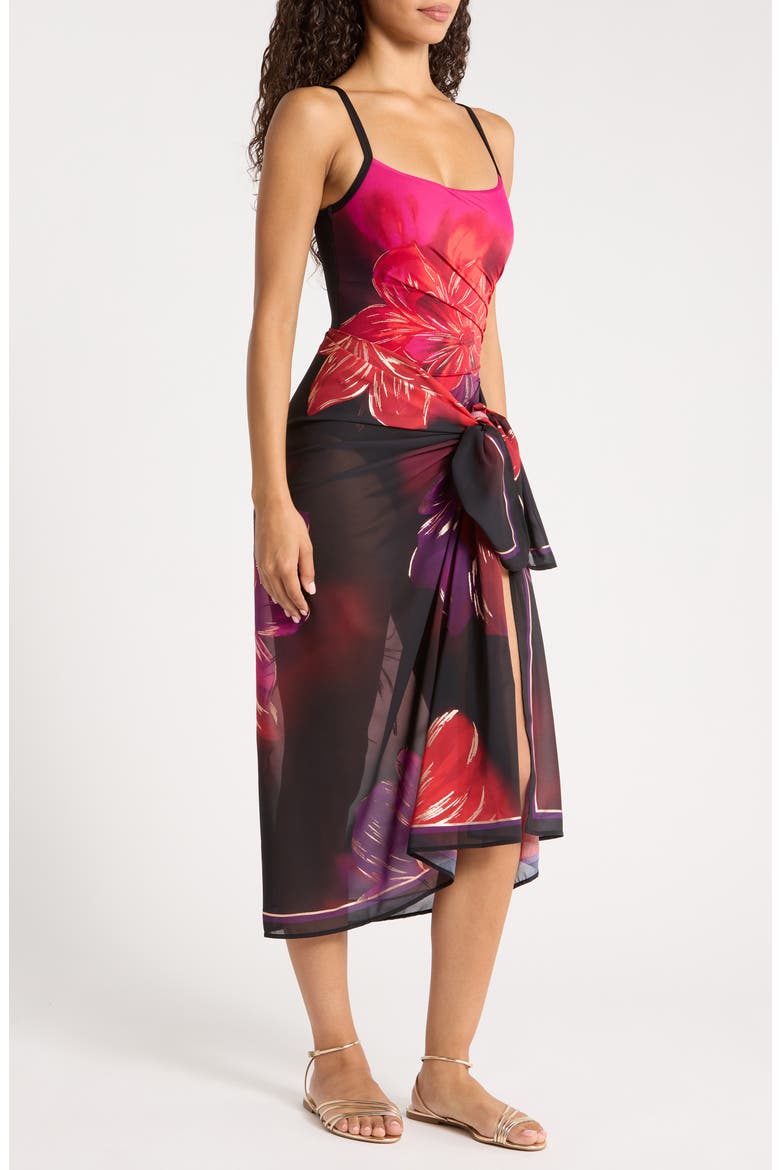 Petali Rosa Cover-Up Pareo, Alternate, color, BLACK/ MULTI