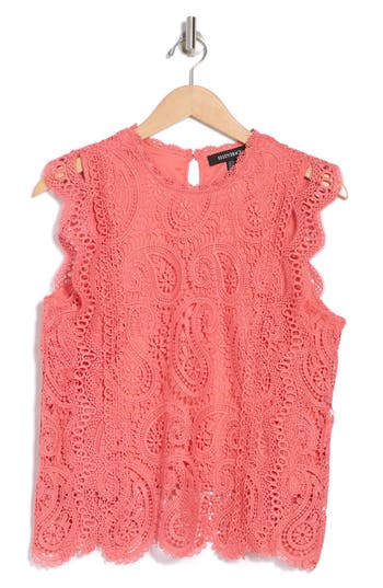 Ellen Tracy Sleeveless Lace Top In Pink