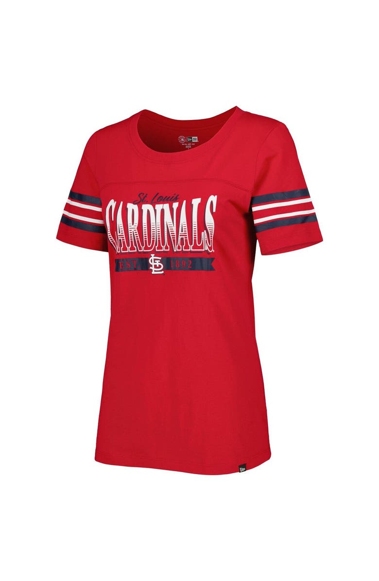 New Era Women's New Era Red St. Louis Cardinals Team Stripe T-Shirt, Alternate, color, Red