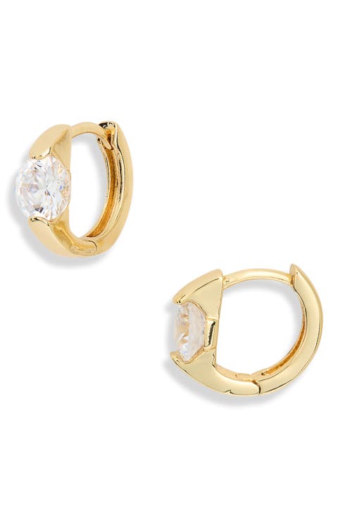 Cubic Zirconia Inset Huggie Hoop Earrings