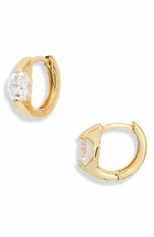 Cubic Zirconia Inset Huggie Hoop Earrings