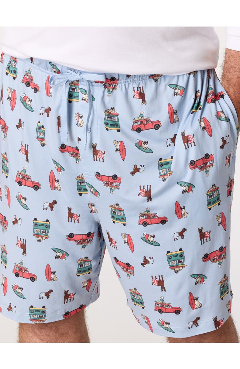 Harbor Bay by DXL Big & Tall Dog Print Lounge Shorts, Alternate, color, Blue Multi