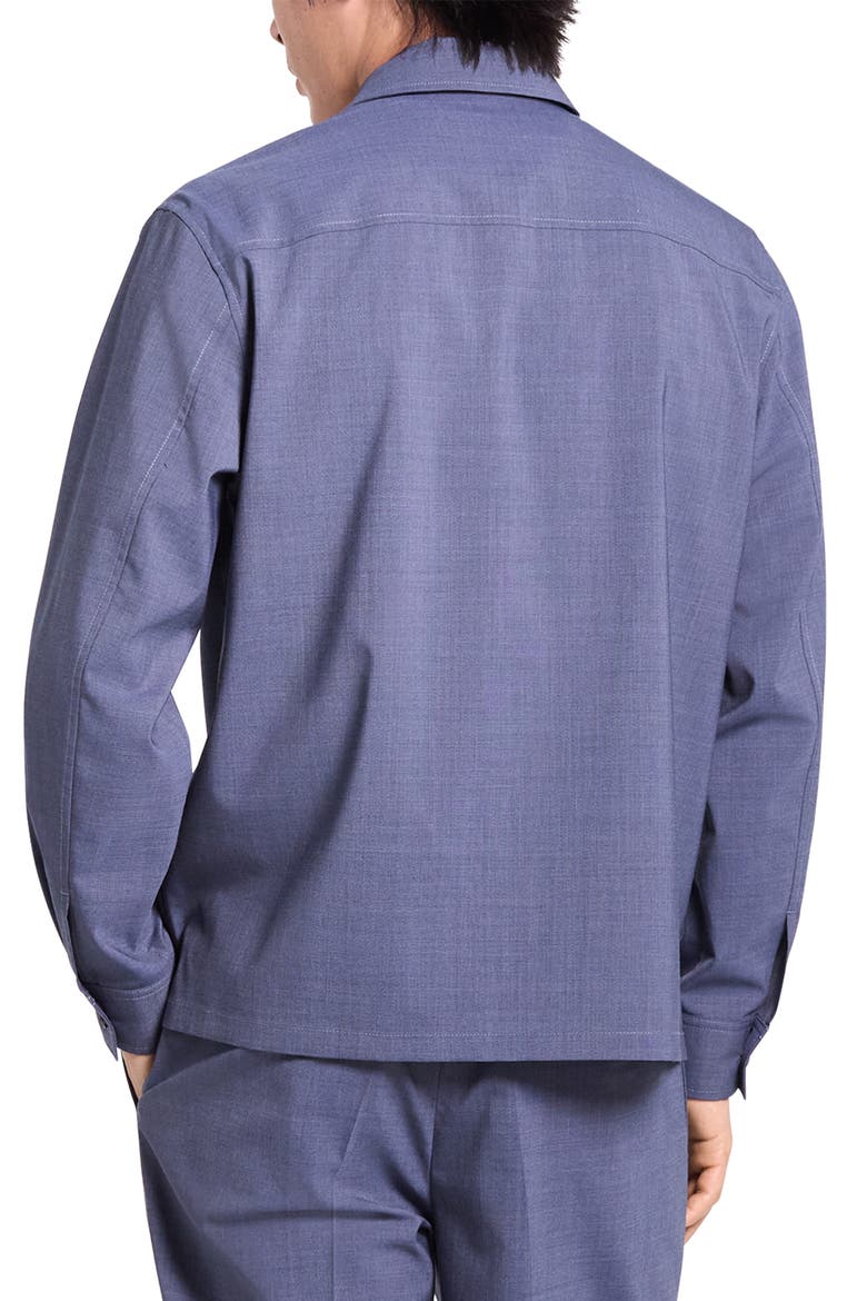 Wool Blend Zip Overshirt, Alternate, color, DUSK BLUE MELANGE - 2UD
