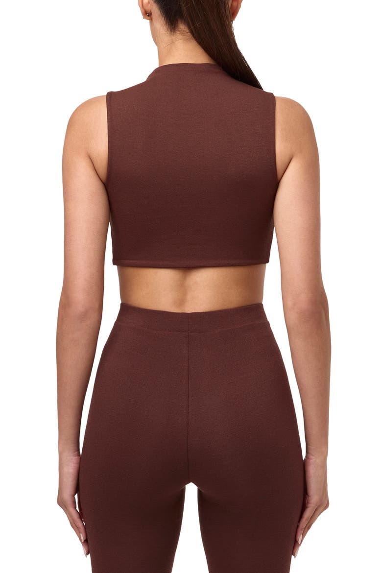 Mock Neck Crop Tank, Alternate, color, CHOCOLATE