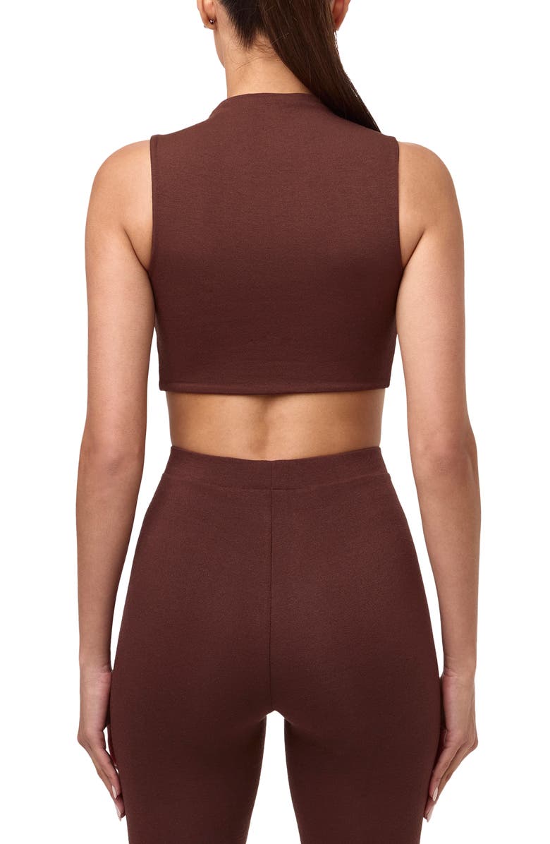 Naked Wardrobe Mock Neck Crop Tank, Alternate, color, Chocolate