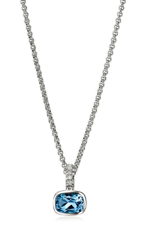Heishi Sterling Silver London Blue Topaz Pendant Necklace