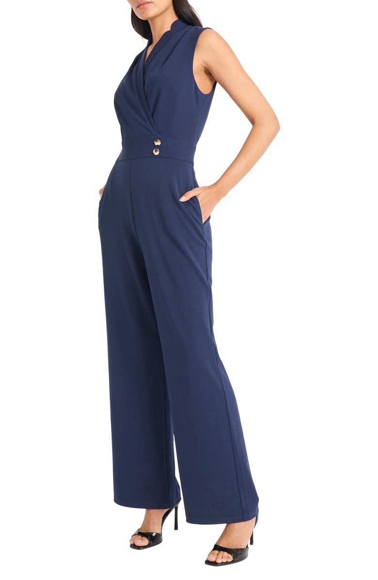 Maggy London Notch Collar Sleeveless Jumpsuit, Alternate, color, Navy Blazer