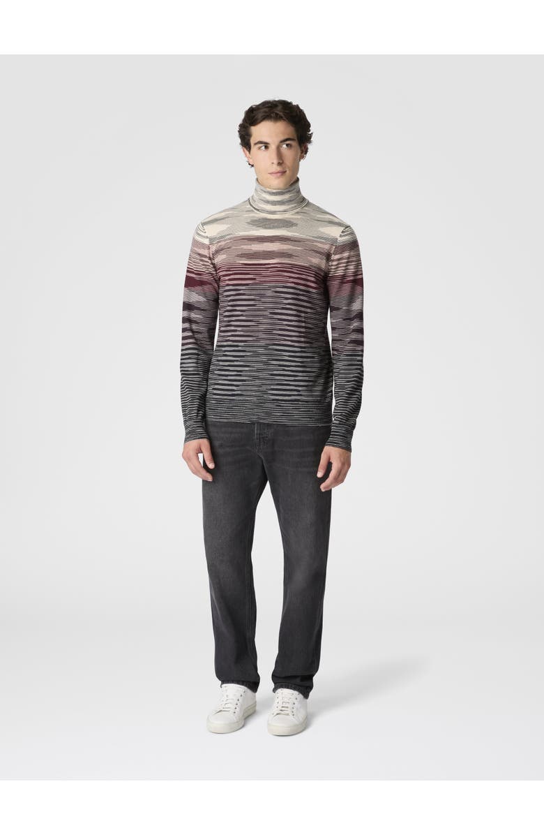 Missoni High-neck Sweater In All-over Flame Wool, Alternate, color, Beige & Burgundy