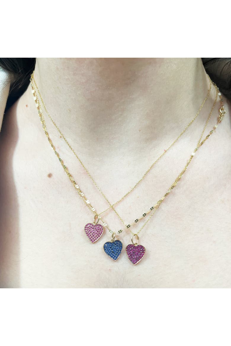 Pink Sapphire Pave Heart Charm, Alternate, color, Pink Sapphire