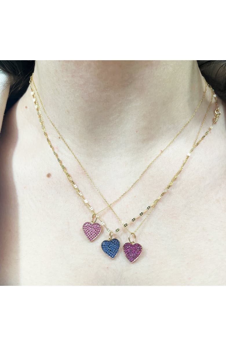 The Lovery Fine Jewelry Pink Sapphire Pave Heart Charm, Alternate, color, Pink Sapphire