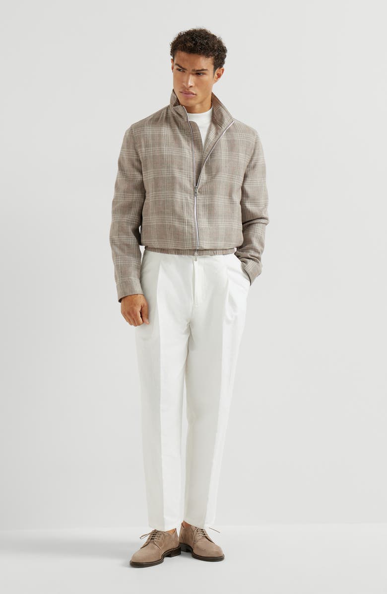 Brunello Cucinelli Tartan outerwear jacket, Alternate, color, Light Grey