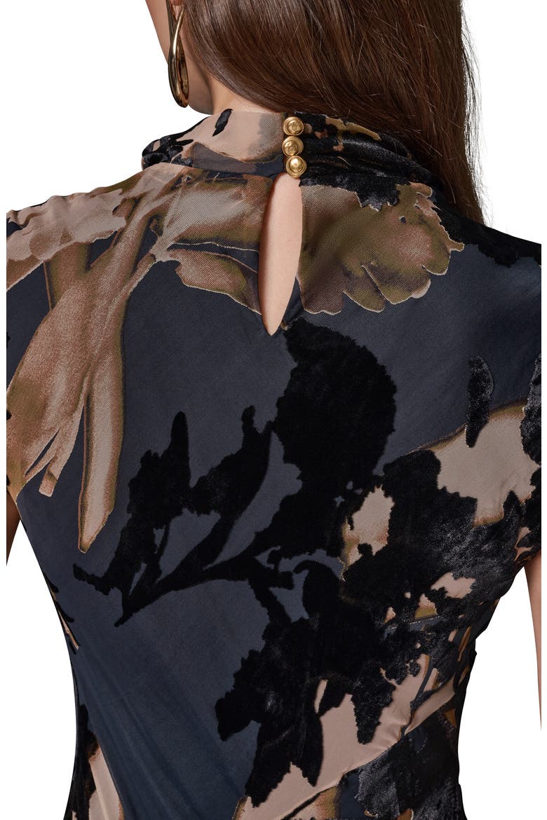 Floral Velvet Burnout Midi Dress, Alternate, color, ESPRESSO MULTI