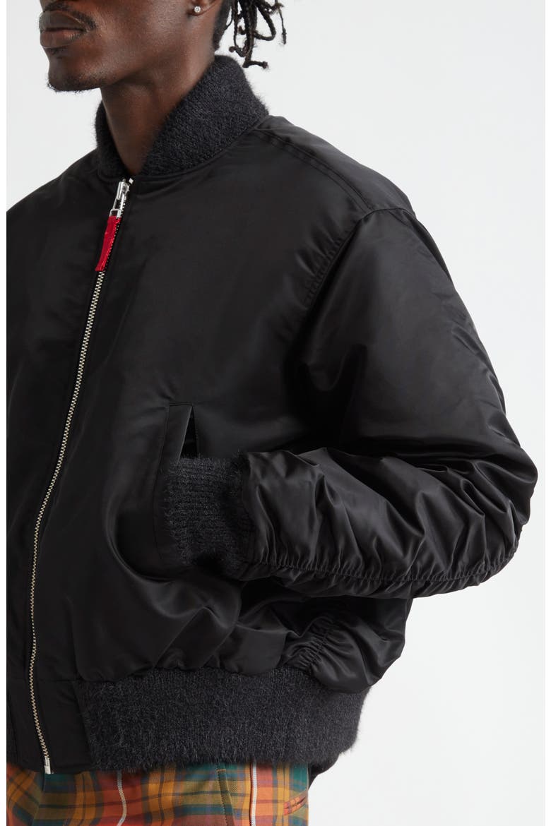 Nylon Bomber Jacket, Alternate, color, BLACK