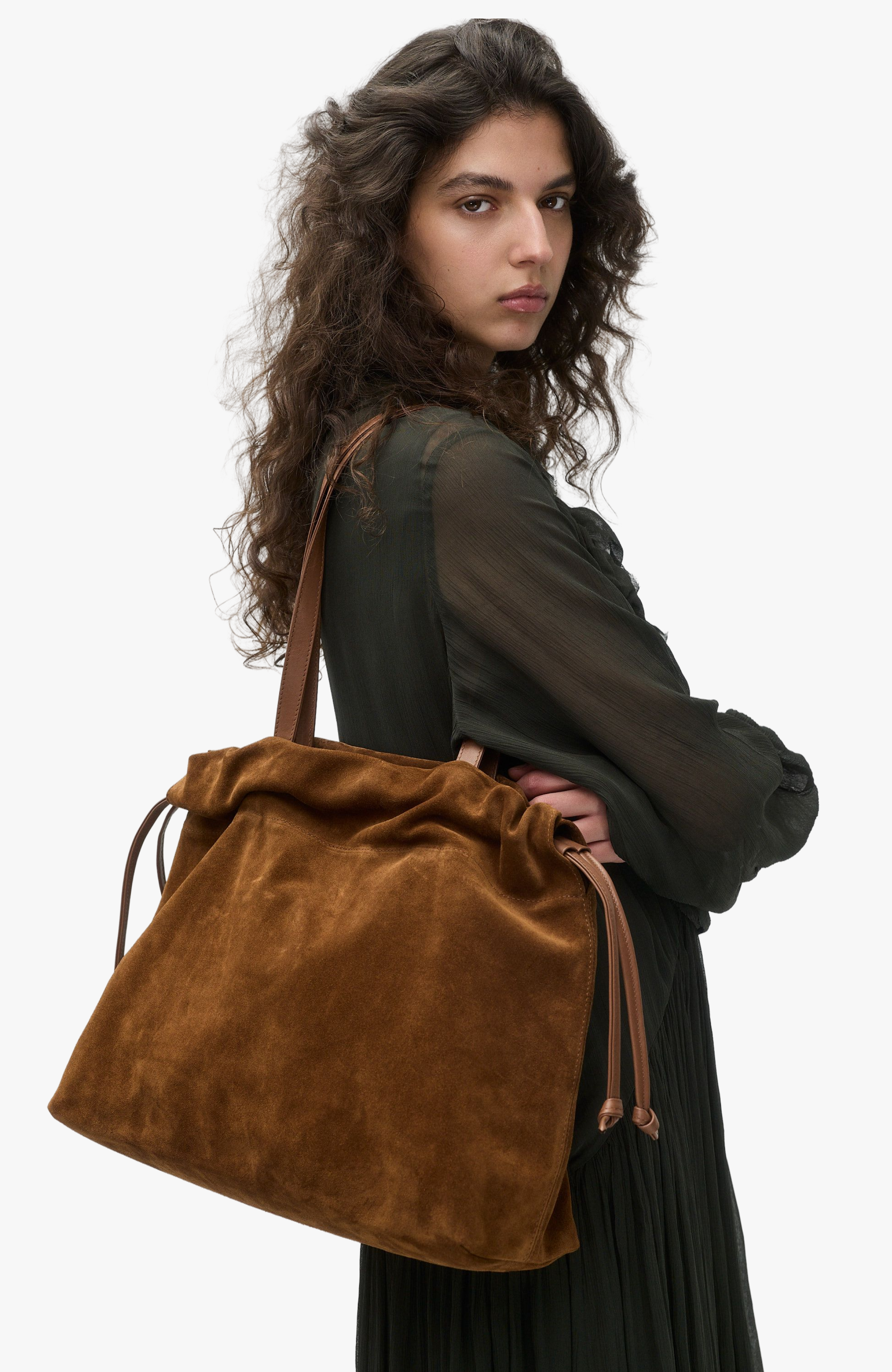 Asisi Large Suede Carryall Tote, Alternate, color, Caramel Suede