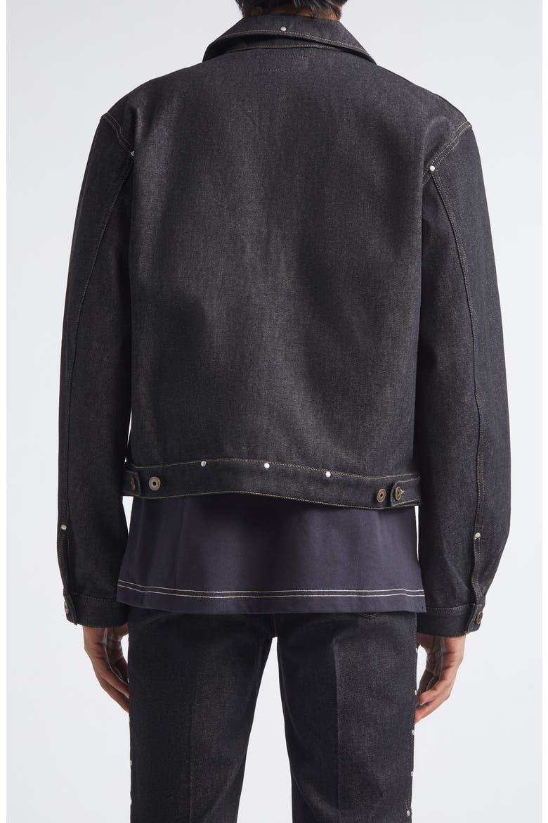 Studded Denim Trucker Jacket, Alternate, color, SLATE