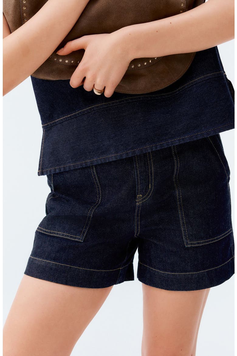 Utility Denim Shorts, Main, color, BLUE