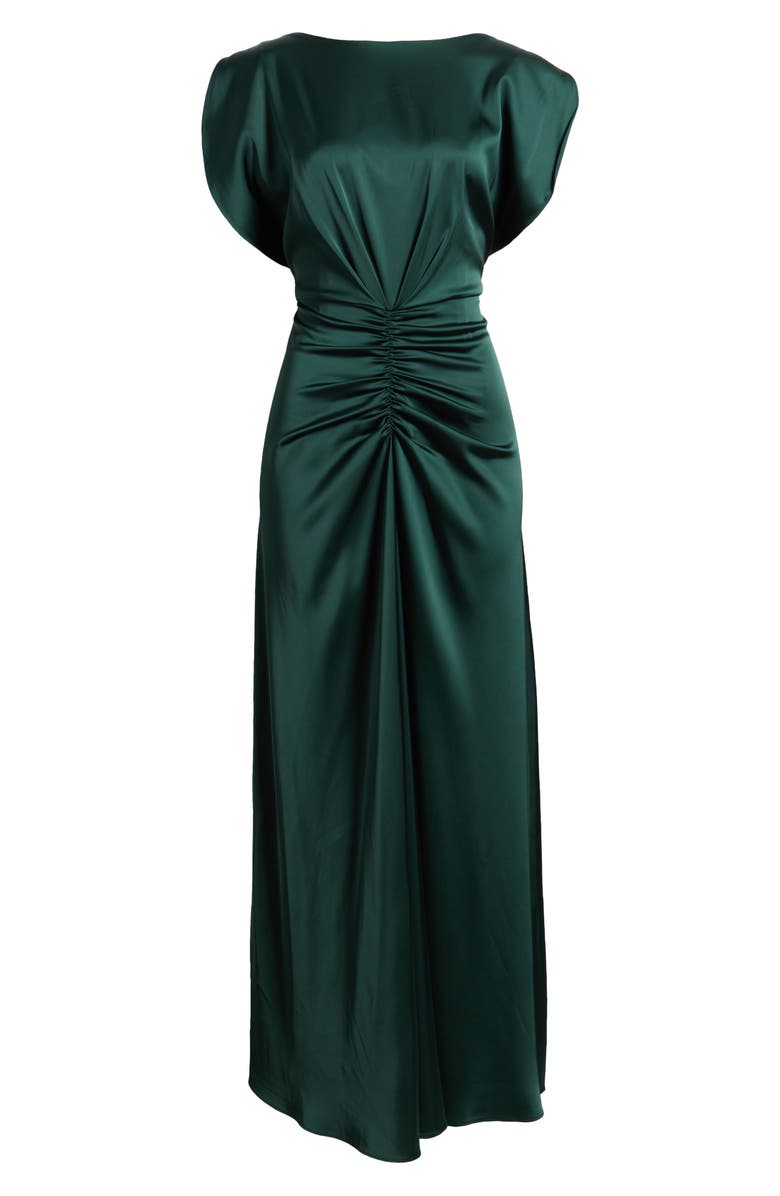 Julia Jordan Ruched Satin Gown, Alternate, color, Green