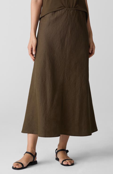 Bias Cut Organic Linen A-Line Skirt