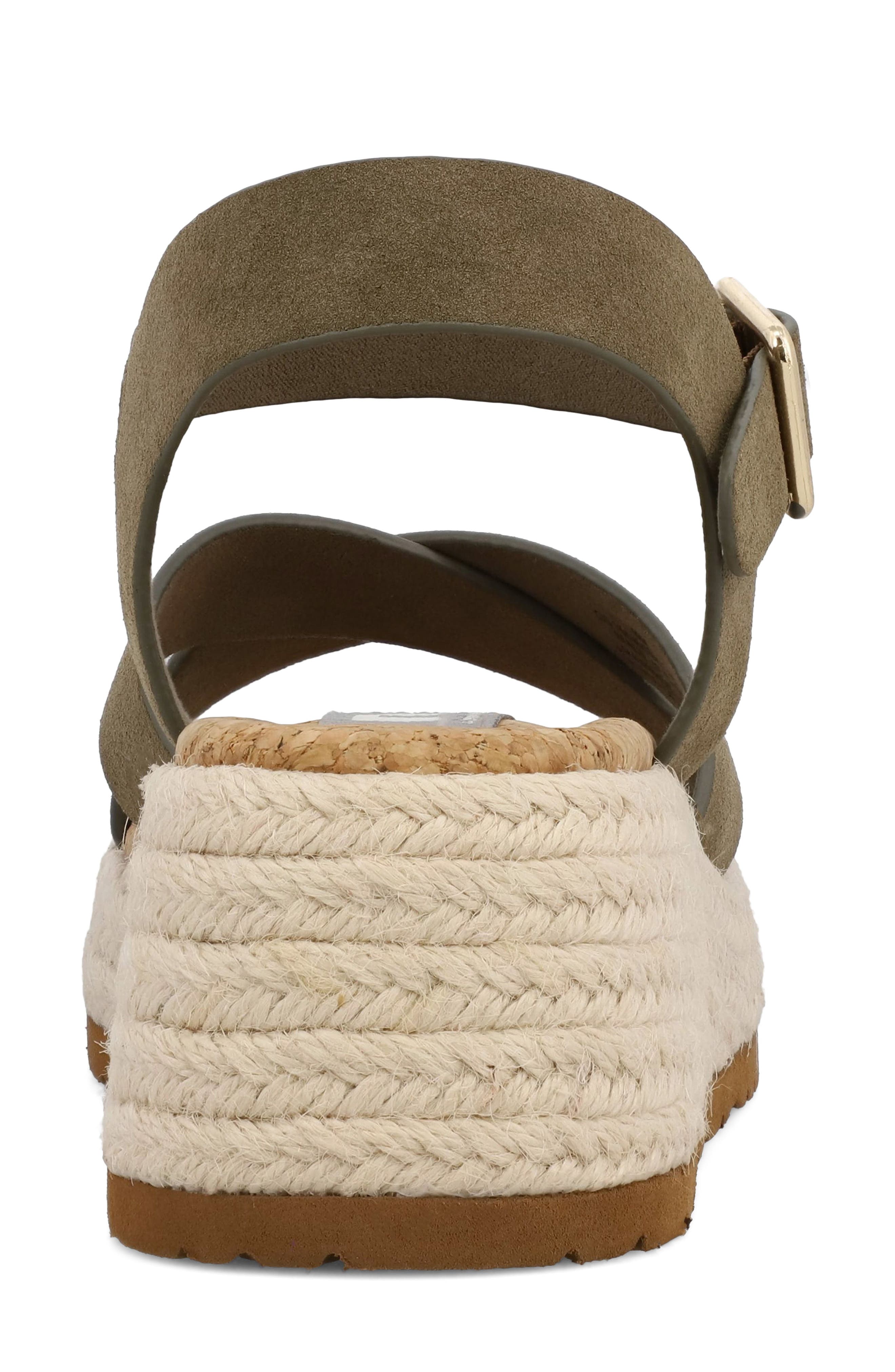 Nikky Ankle Strap Platform Wedge Sandal, Alternate, color, KHAKI BURN