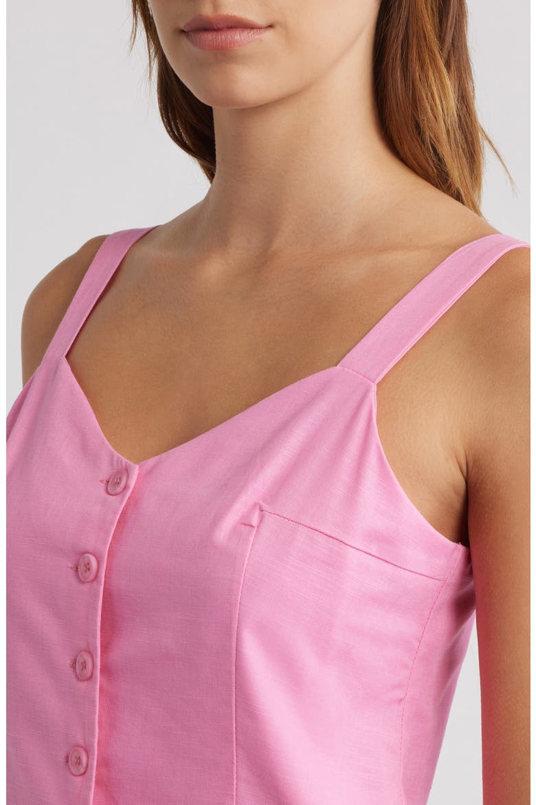 Laurent Cotton & Linen Button-Up Top, Alternate, color, PINK