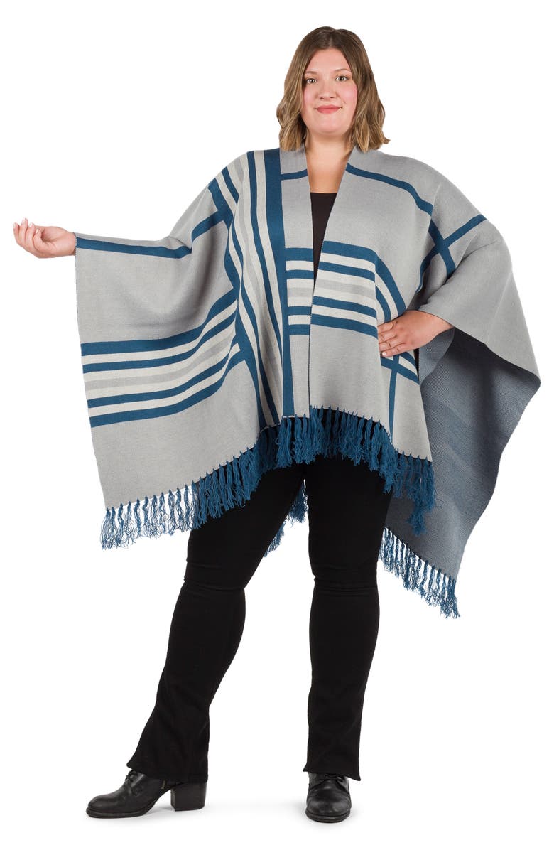 Patricia Nash Stripe Tassel Trim Shawl, Alternate, color, Grey Multi