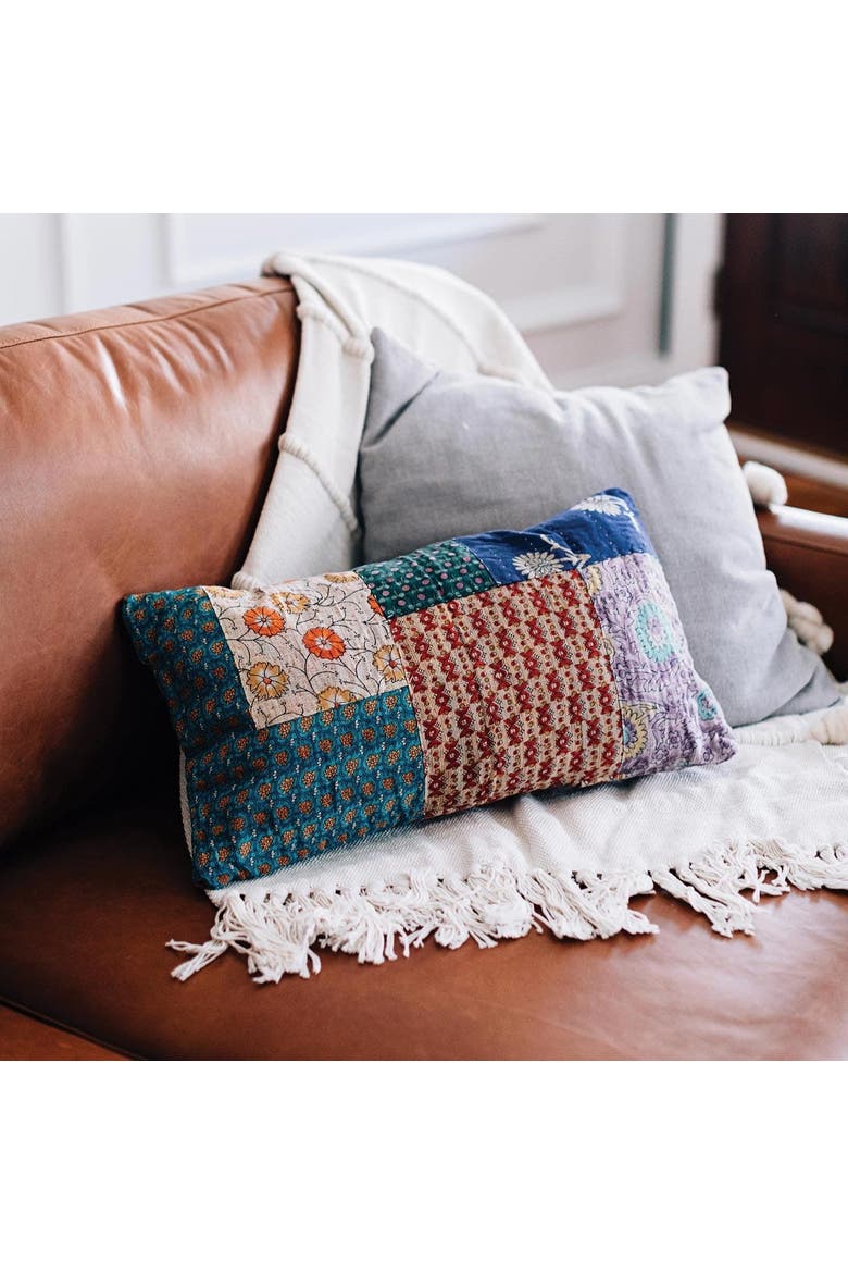 Sari Motif Cushion Cover, Alternate, color, Multi
