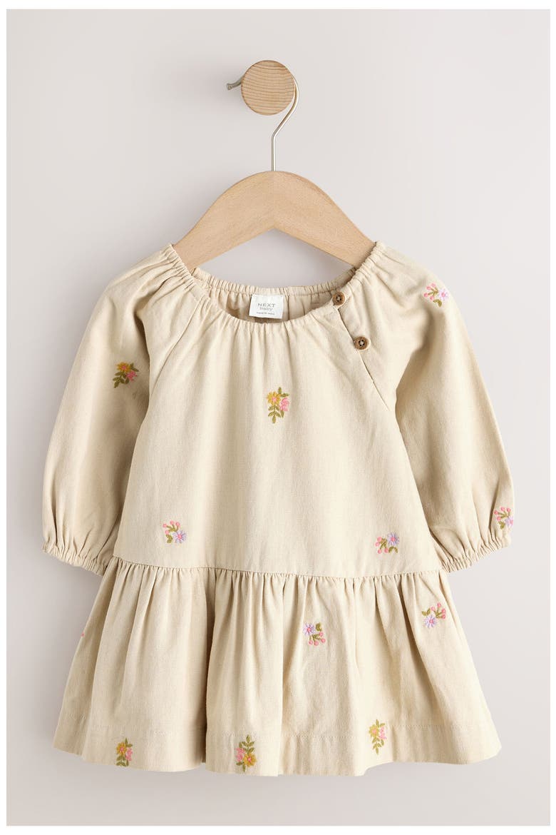 Quilted Vest & Embroidered Long Sleeve Dress Set, Alternate, color, NEUTRAL