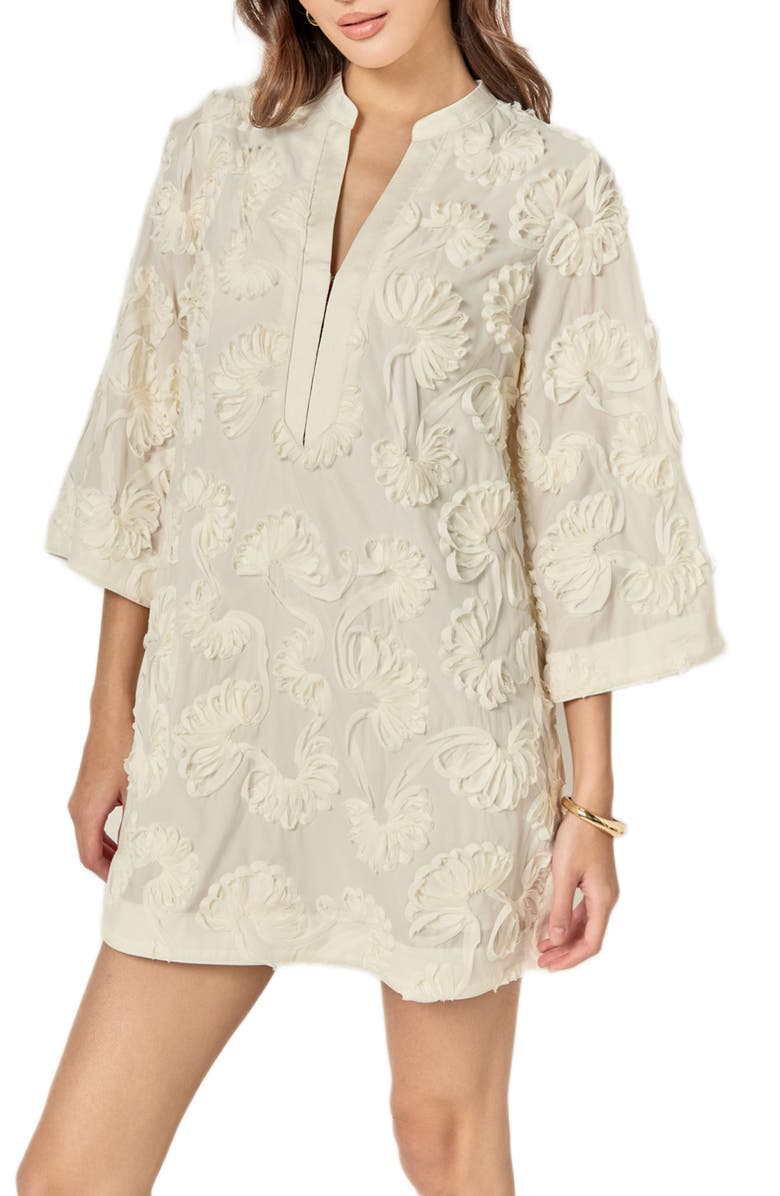 English Factory Ribbon Appliqué Shift Minidress, Alternate, color, 