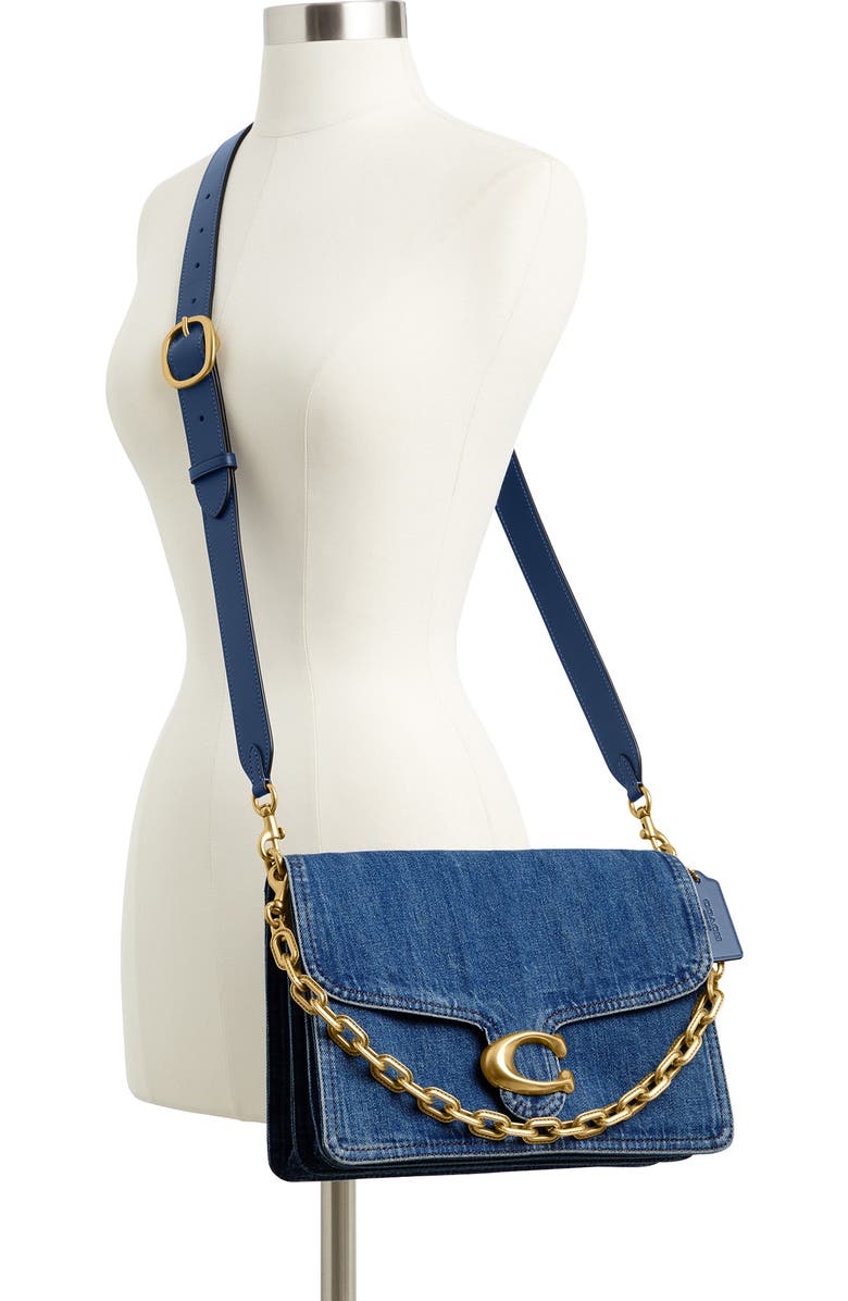COACH Tabby Washed Denim Chain Shoulder Bag, Alternate, color,