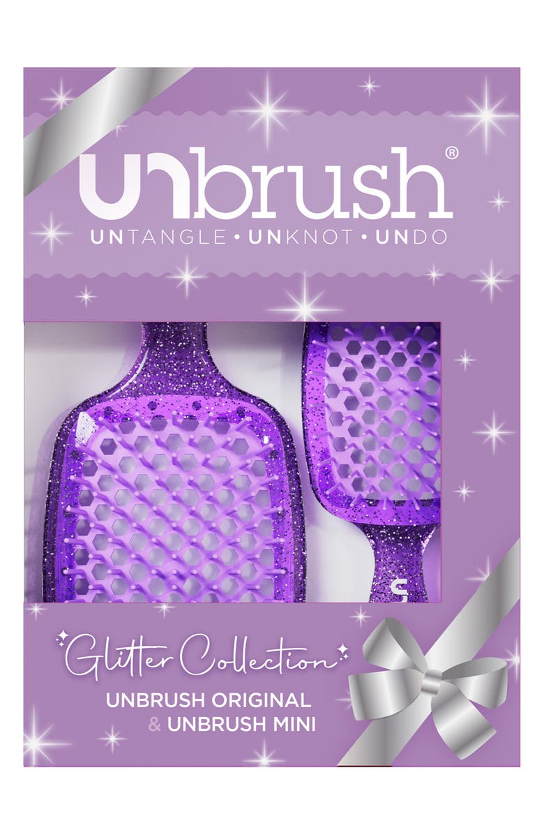 FHI Heat Set of 2 Detangling Hair Brush Original & Mini Pastel Collection, Main, color, Amethyst Lavender