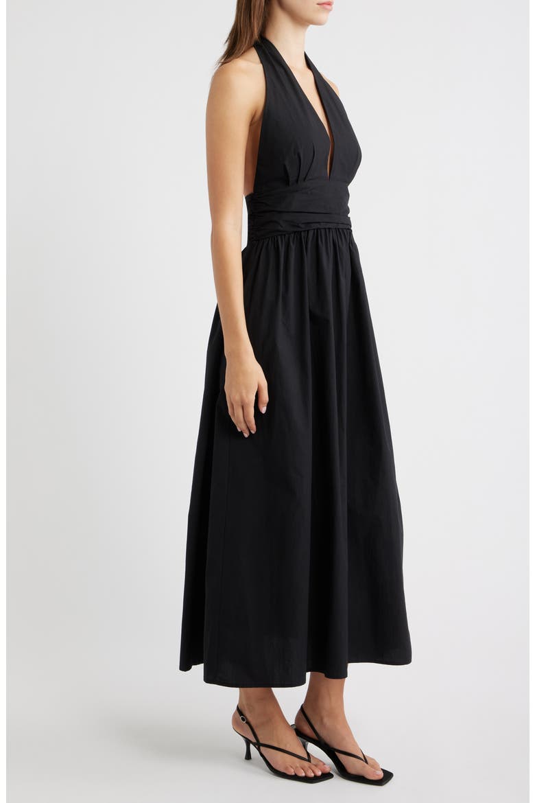 Cassis Halter Cotton Poplin Maxi Dress, Alternate, color, BLACK