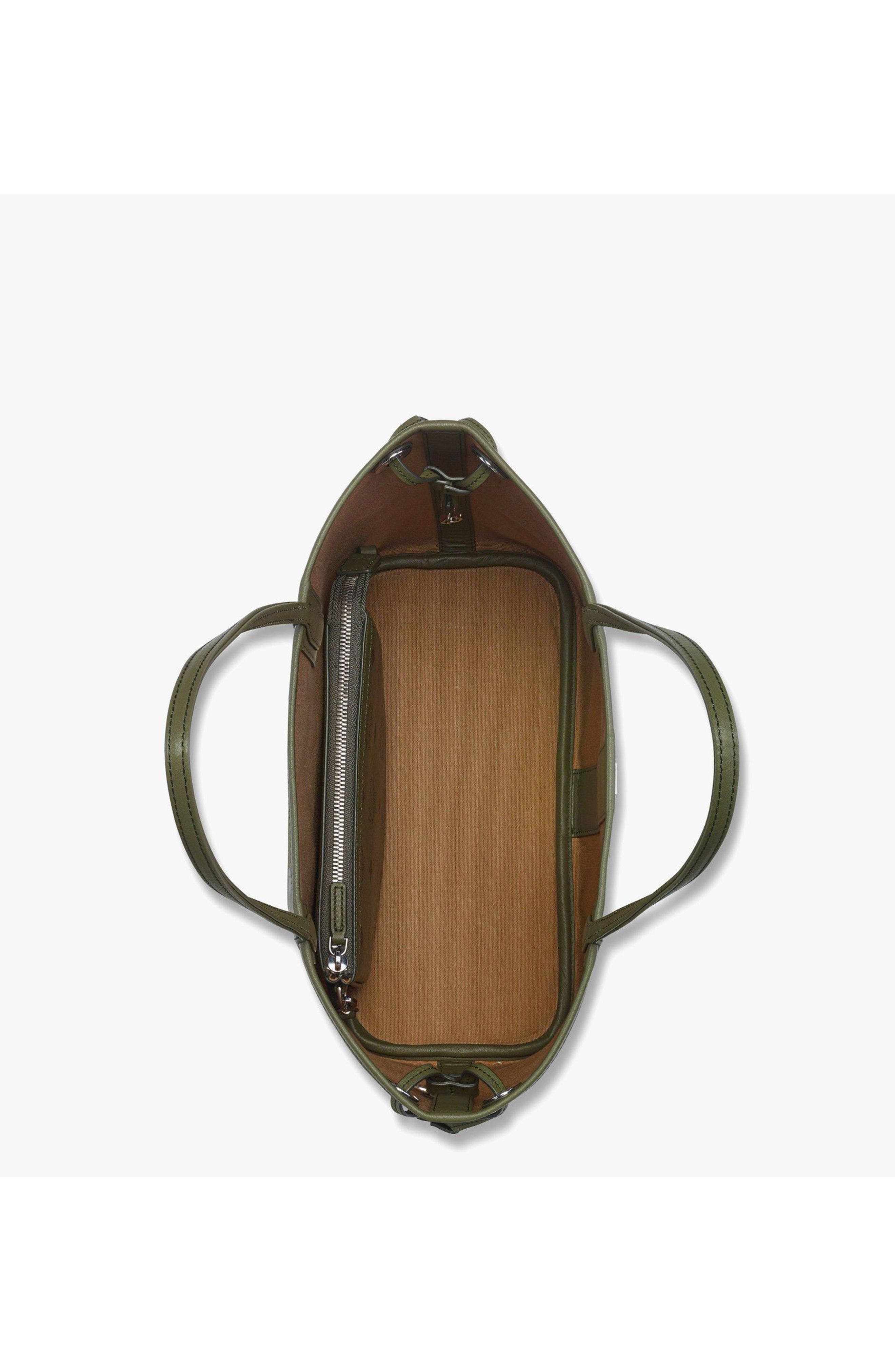 MCM Small Liz Shopper in Visetos, Alternate, color, Khaki Moss