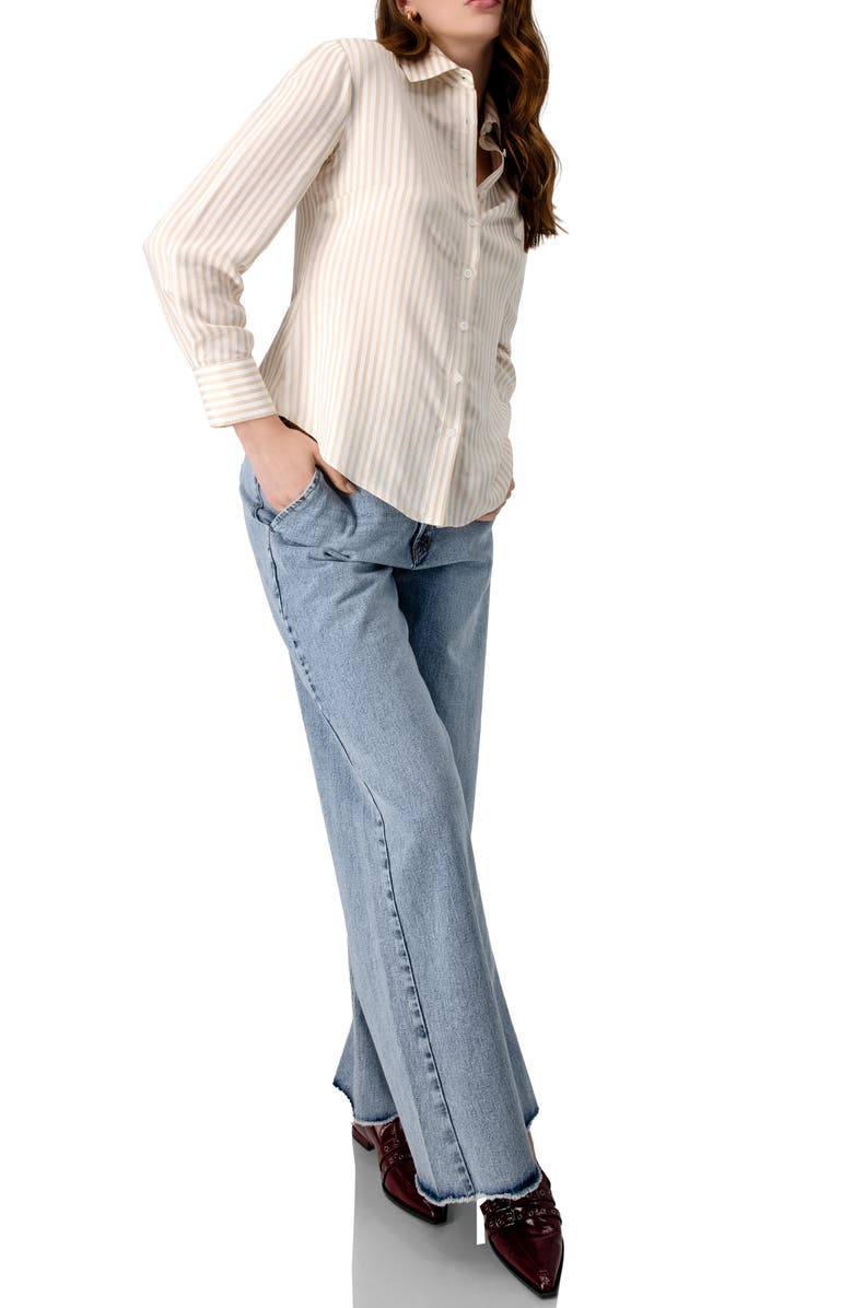 IVONNE Classic Striped Shirt, Alternate, color, Beige